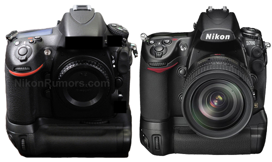 Det angiveligt kommende Nikon D800, side-om-side med D700